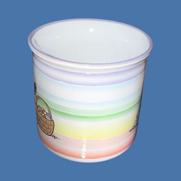 2023 New Colorful Stripes 19oz Coffee Mug Snoopy & Easter Bunny Basket Eggs - Picture 3 of 8